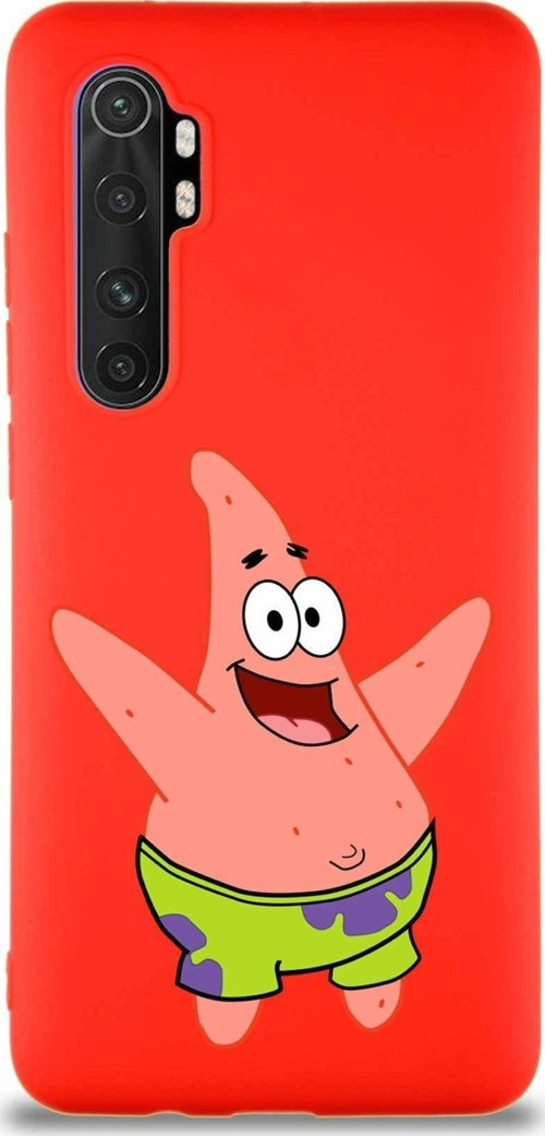 Xiaomi Mi Note 10 Lite Soft Premier Kapak Patrick Yıldız Tasarımlı Silikon Kılıf - Kırmızı