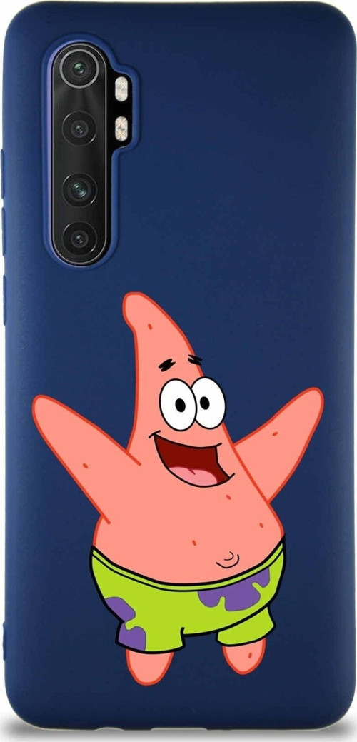 Xiaomi Mi Note 10 Lite Soft Premier Kapak Patrick Yıldız Tasarımlı Silikon Kılıf - Lacivert