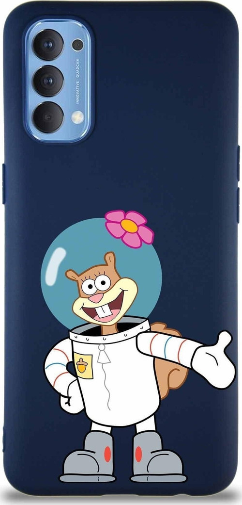 Oppo Reno 4 Soft Premier Kapak Sandy Tasarımlı Silikon Kılıf - Lacivert