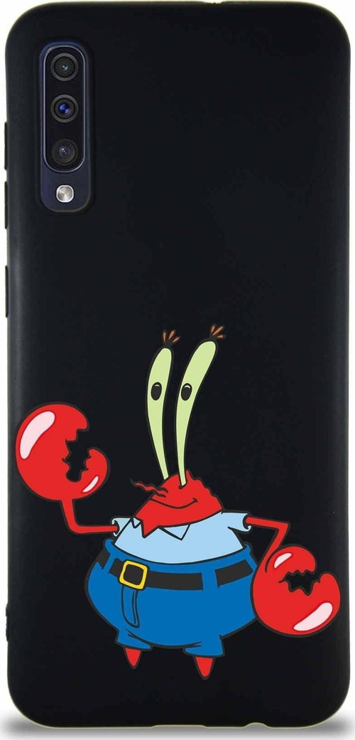 Samsung Galaxy A50 Soft Premier Kapak Bay Yengeç Tasarımlı Silikon Kılıf - Siyah