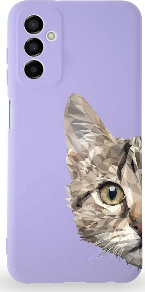 Samsung Galaxy M23 Uyumlu Lansman Kılıf. Altı Kapalı Içi Kadife Catface Tasarımlı Silikon Kapak