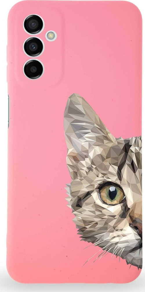 Samsung Galaxy M23 Uyumlu Lansman Kılıf. Altı Kapalı Içi Kadife Catface Tasarımlı Silikon Kapak
