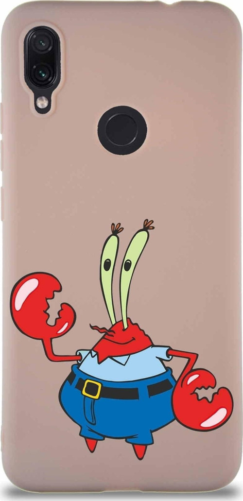 Xiaomi Redmi Note 7 Pro Soft Premier Kapak Bay Yengeç Tasarımlı Silikon Kılıf - Pudra