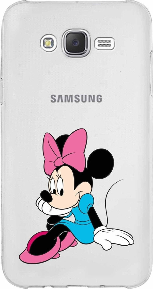Samsung Galaxy J7 Core Kapak Minnie Mouse Tasarımlı Şeffaf Silikon Kılıf