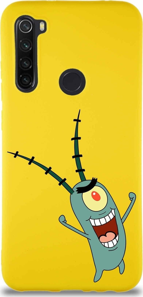 Xiaomi Redmi Note 8 Soft Premier Kapak Plankton Tasarımlı Silikon Kılıf - Sarı