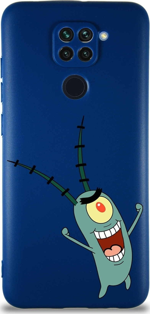 Xiaomi Redmi Note 9 Soft Premier Kapak Plankton Tasarımlı Silikon Kılıf - Lacivert