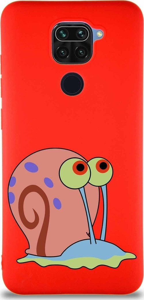 Xiaomi Redmi Note 9 Soft Premier Kapak Salyangoz Gary Tasarımlı Silikon Kılıf - Kırmızı