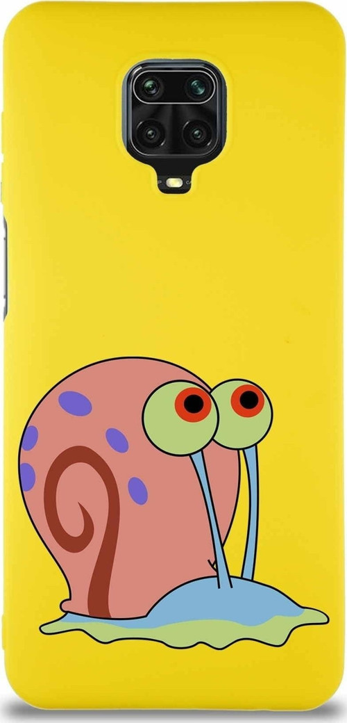 Xiaomi Redmi Note 9S Soft Premier Kapak Salyangoz Gary Tasarımlı Silikon Kılıf - Sarı
