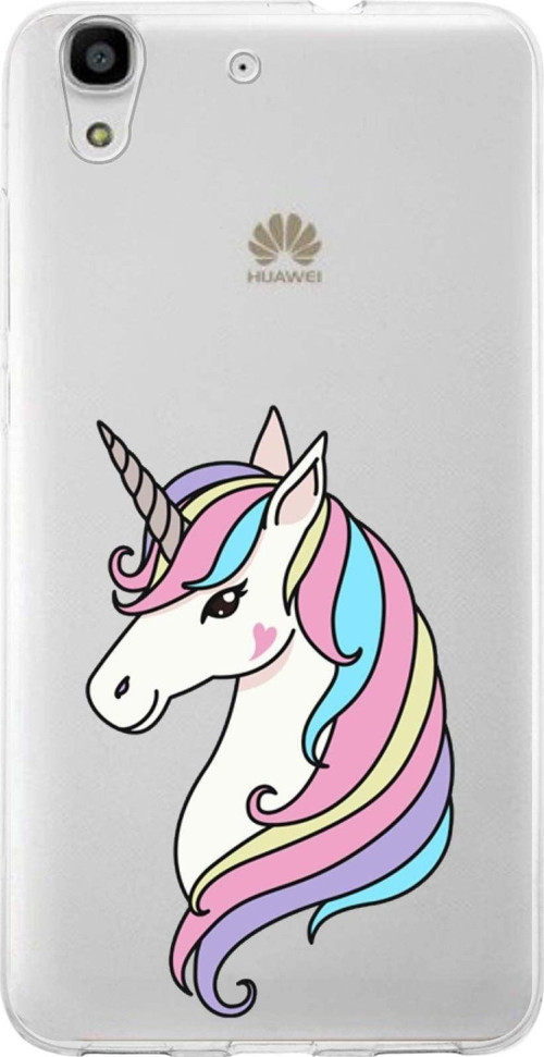 Huawei Y6 Uyumlu Kapak Unicorn Tasarımlı Şeffaf Silikon Kılıf