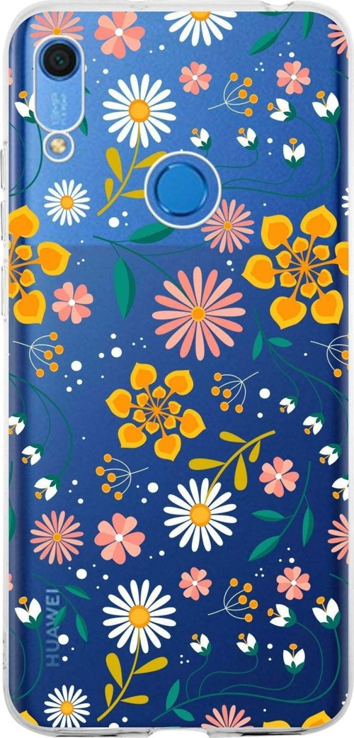 Huawei Y6S 2019 Uyumlu Kapak Flowers Tasarımlı Şeffaf Silikon Kılıf
