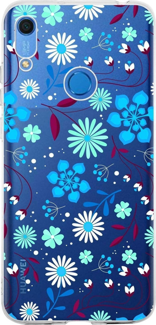 Huawei Y6S 2019 Uyumlu Kapak Flowers Tasarımlı Şeffaf Silikon Kılıf