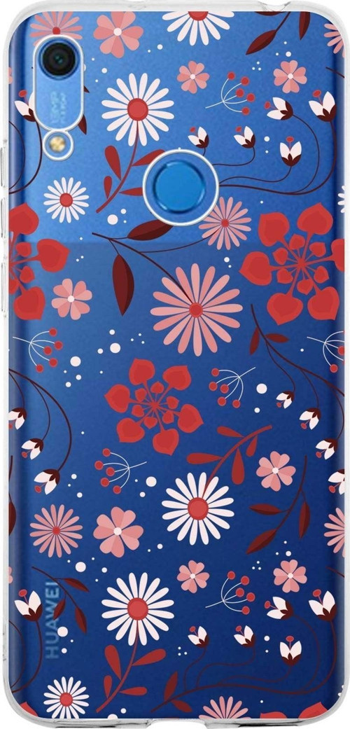 Huawei Y6S 2019 Uyumlu Kapak Flowers Tasarımlı Şeffaf Silikon Kılıf