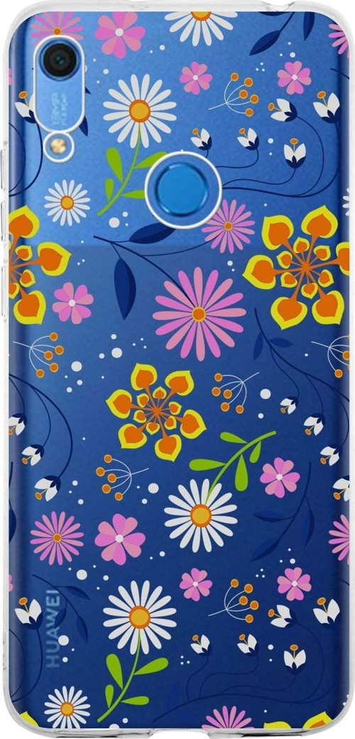 Huawei Y6S 2019 Uyumlu Kapak Flowers Tasarımlı Şeffaf Silikon Kılıf