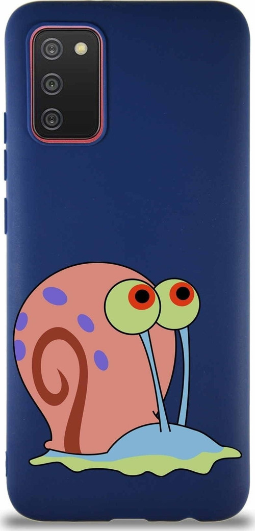 Samsung Galaxy A02S Soft Premier Kapak Salyangoz Gary Tasarımlı Silikon Kılıf - Lacivert
