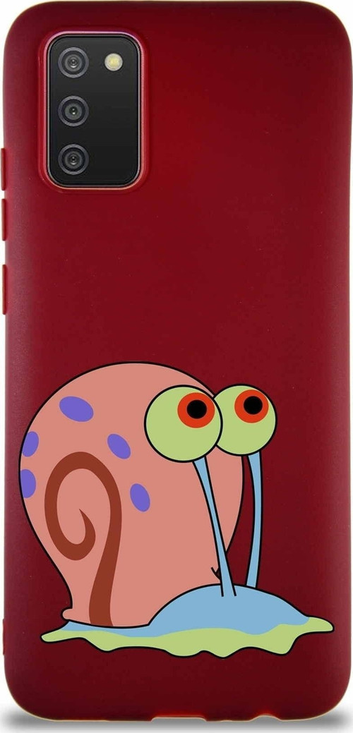 Samsung Galaxy A02S Soft Premier Kapak Salyangoz Gary Tasarımlı Silikon Kılıf - Mürdüm