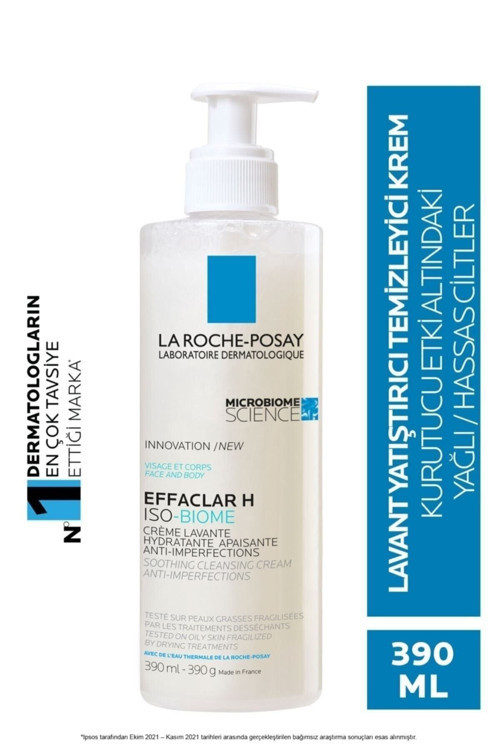 Yağlı Ve Düzensiz Ciltlere Özel Yatıştırıcı Ve Temizleyici Effaclar H Isobiome Lavante Krem 390Ml.