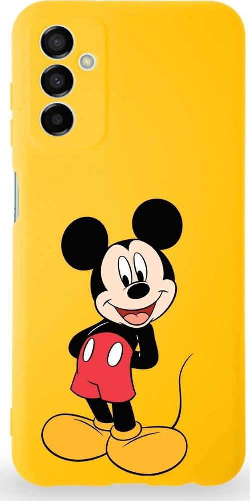 Samsung Galaxy M13 Uyumlu Lansman Kılıf Altı Kapalı Içi Kadife Mickey Mouse-B Tasarımlı Kapak