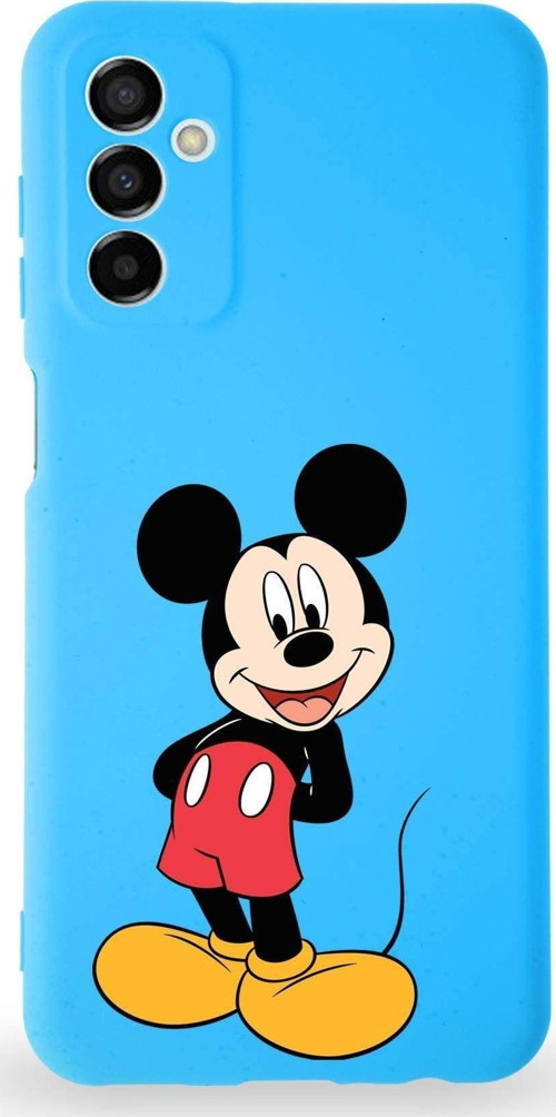 Samsung Galaxy M13 Uyumlu Lansman Kılıf Altı Kapalı Içi Kadife Mickey Mouse-B Tasarımlı Kapak