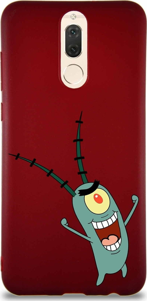 Huawei Mate 10 Lite Soft Premier Kapak Plankton Tasarımlı Silikon Kılıf - Mürdüm