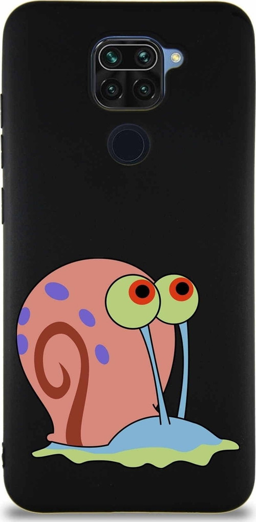 Xiaomi Redmi Note 9 Soft Premier Kapak Salyangoz Gary Tasarımlı Silikon Kılıf - Siyah
