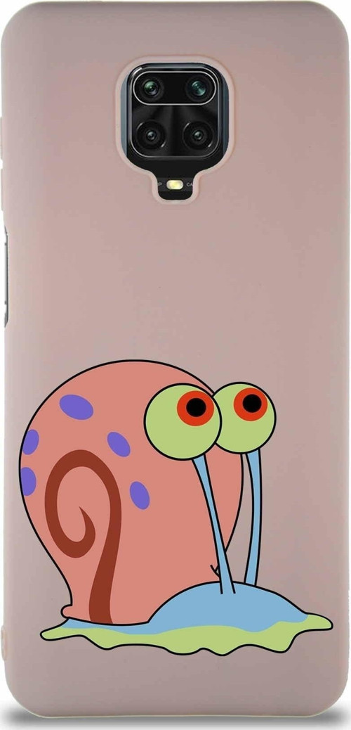 Xiaomi Redmi Note 9S Soft Premier Kapak Salyangoz Gary Tasarımlı Silikon Kılıf - Pudra