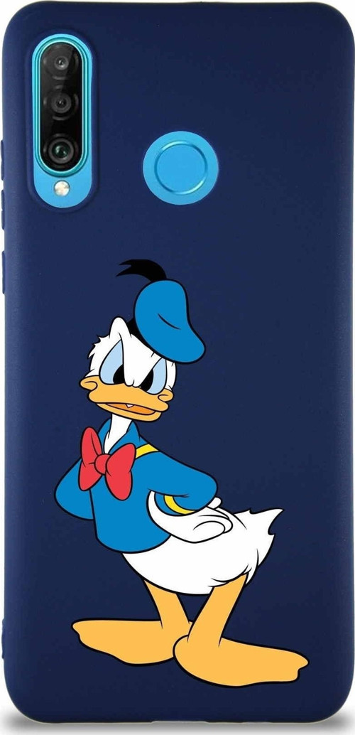 Huawei P30 Lite Soft Premier Kapak Donald Duck-D Tasarımlı Silikon Kılıf - Lacivert