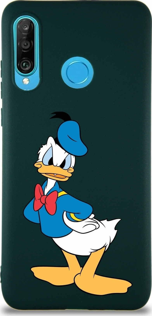Huawei P30 Lite Soft Premier Kapak Donald Duck-D Tasarımlı Silikon Kılıf - Yeşil