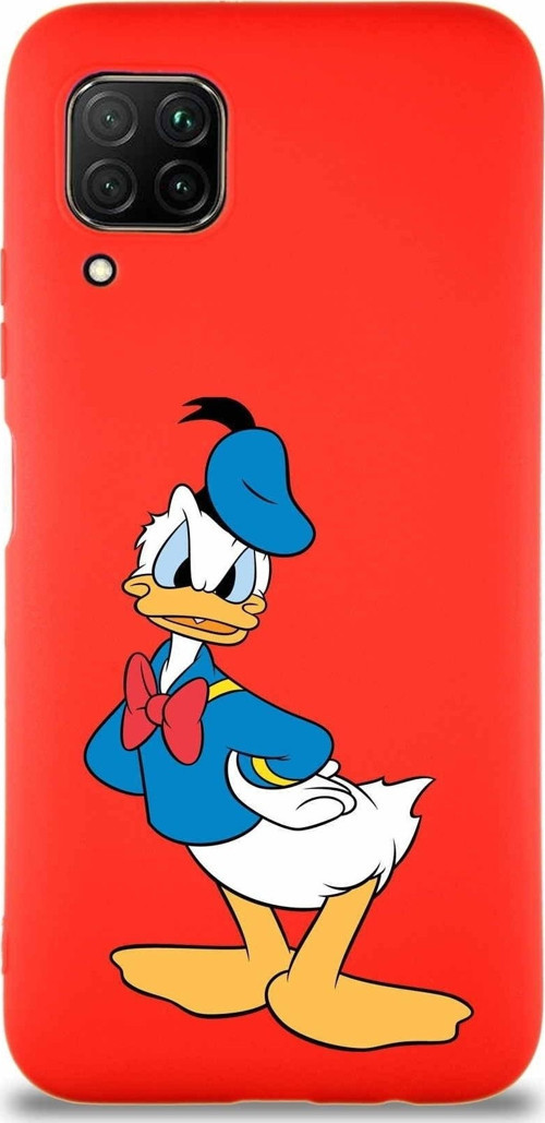 Huawei P40 Lite Soft Premier Kapak Donald Duck-D Tasarımlı Silikon Kılıf - Kırmızı