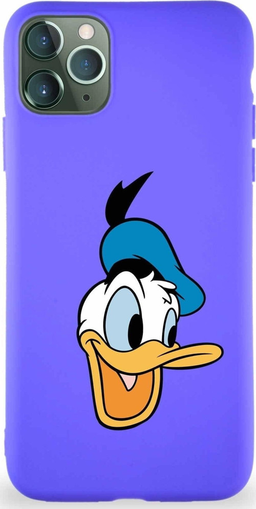 Iphone 11 Pro Max Uyumlu Soft Premier Kapak Donald Duck-A Tasarımlı Silikon Kılıf - Mor