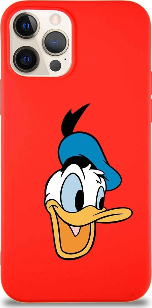 Iphone 12 Pro Uyumlu Soft Premier Kapak Donald Duck-A Tasarımlı Silikon Kılıf - Kırmızı