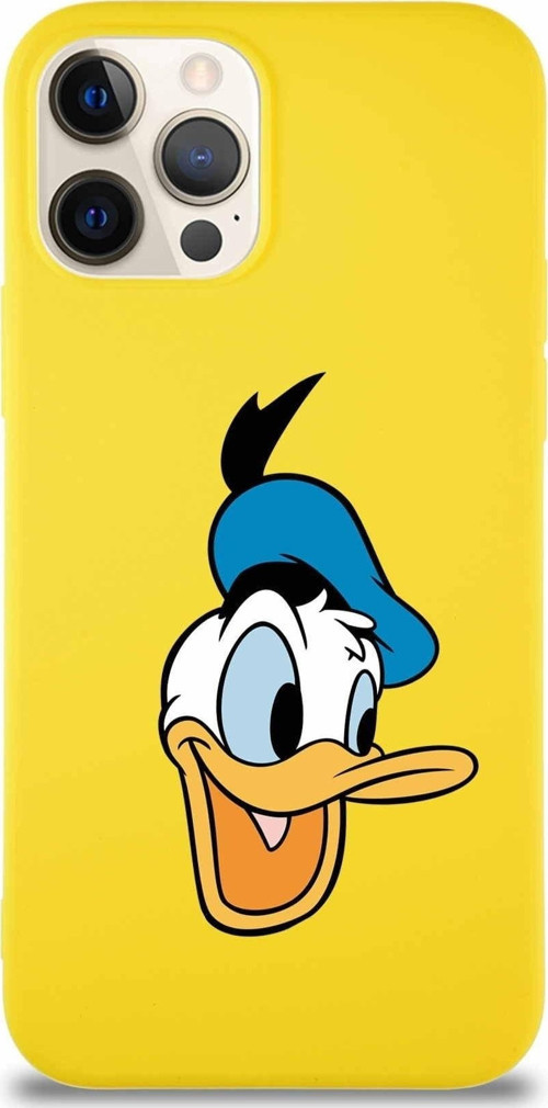 Iphone 12 Pro Soft Premier Uyumlu Donald Duck-A Tasarımlı Silikon Kılıf - Sarı