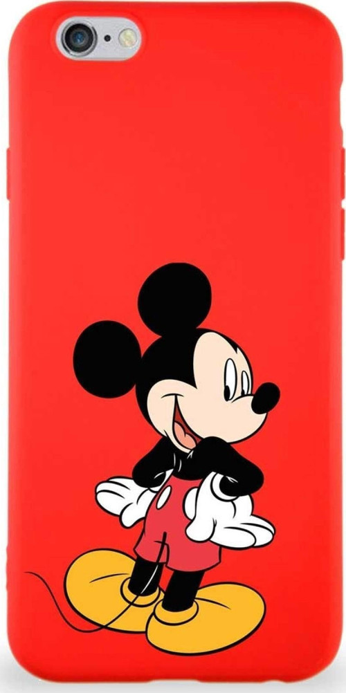Iphone 6 Uyumlu Soft Premier Kapak Mickey Mouse-D Tasarımlı Silikon Kılıf - Kırmızı