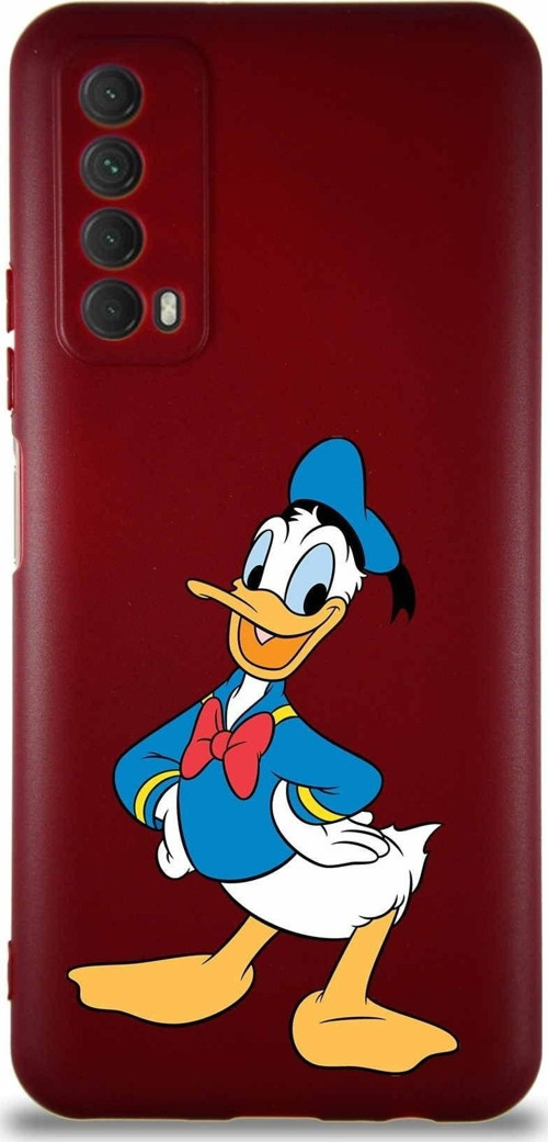 Huawei P Smart 2021 Soft Premier Kapak Donald Duck-C Tasarımlı Silikon Kılıf - Mürdüm