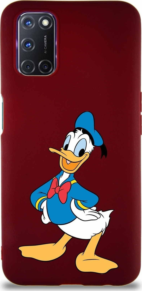 Oppo A92 Soft Premier Kapak Donald Duck-C Tasarımlı Silikon Kılıf - Mürdüm