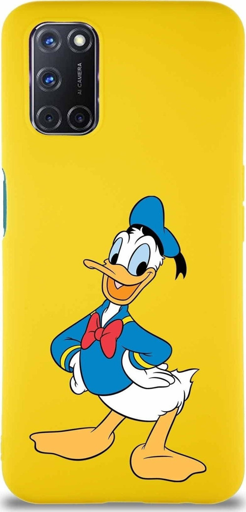 Oppo A92 Soft Premier Kapak Donald Duck-C Tasarımlı Silikon Kılıf - Sarı