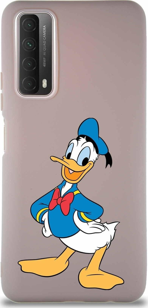 Huawei P Smart 2021 Soft Premier Kapak Donald Duck-C Tasarımlı Silikon Kılıf - Pudra