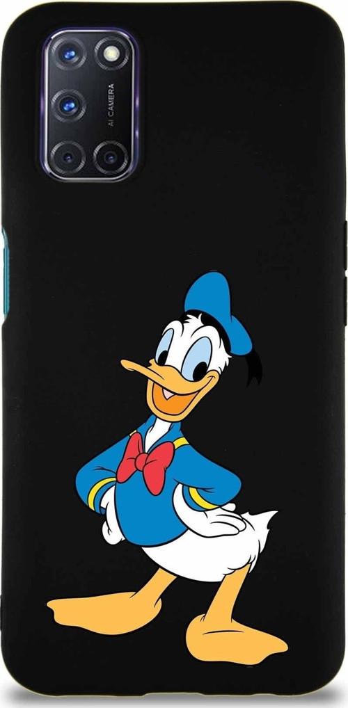 Oppo A92 Soft Premier Kapak Donald Duck-C Tasarımlı Silikon Kılıf - Siyah