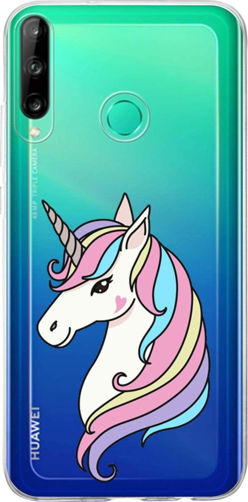Huawei P40 Lite E Uyumlu Kapak Unicorn Tasarımlı Şeffaf Silikon Kılıf