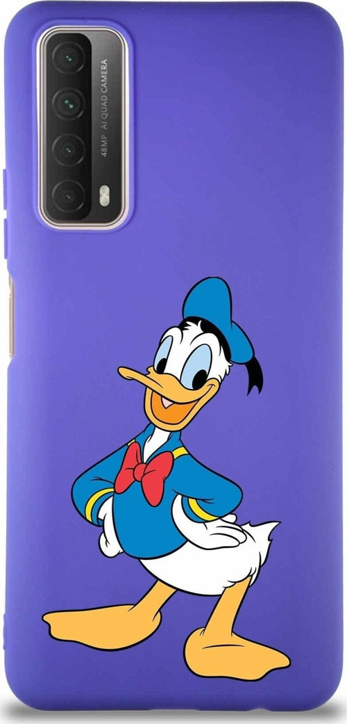 Huawei Y7A Soft Premier Kapak Donald Duck-C Tasarımlı Silikon Kılıf - Mor
