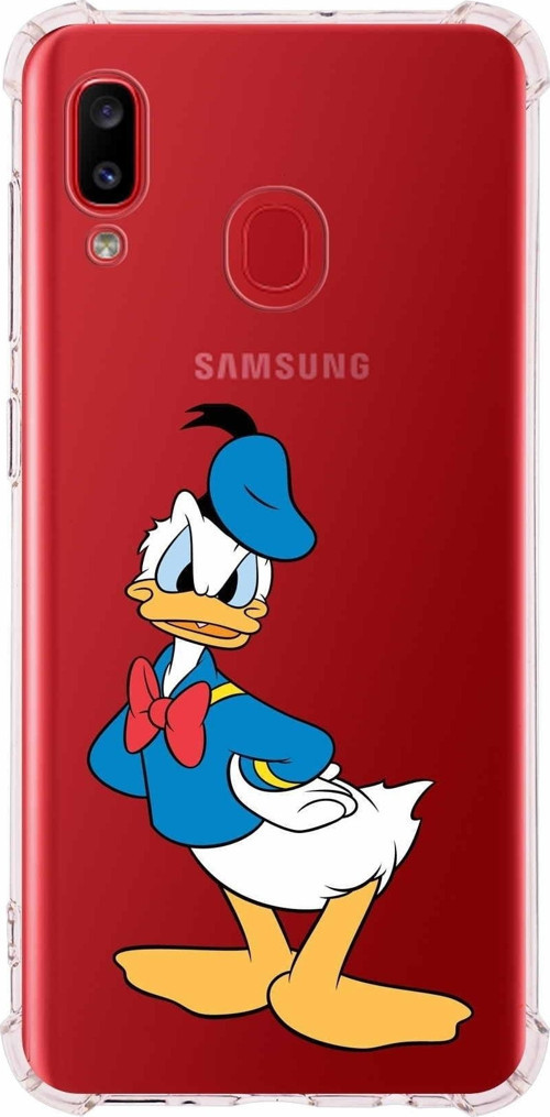 Samsung Galaxy A30 Köşe Korumalı Antişok Kapak Donald Duck Tasarımlı Şeffaf Kılıf