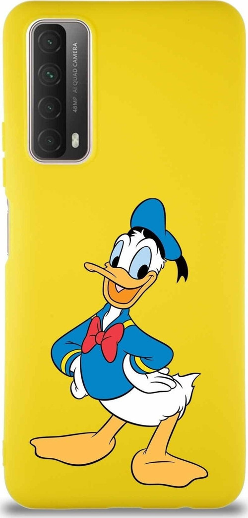Huawei Y7A Soft Premier Kapak Donald Duck-C Tasarımlı Silikon Kılıf - Sarı