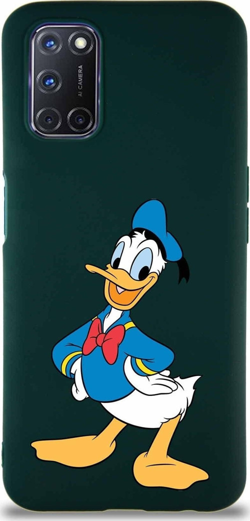 Oppo A92 Soft Premier Kapak Donald Duck-C Tasarımlı Silikon Kılıf - Yeşil
