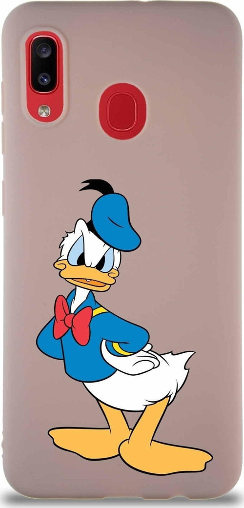 Samsung Galaxy A30 Soft Premier Kapak Donald Duck-D Tasarımlı Silikon Kılıf - Pudra