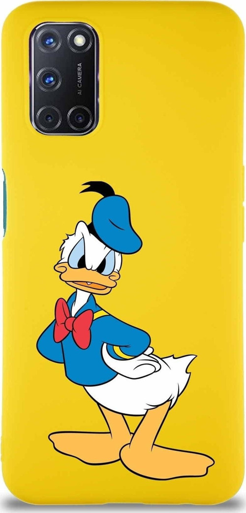 Oppo A92 Soft Premier Kapak Donald Duck-D Tasarımlı Silikon Kılıf - Sarı
