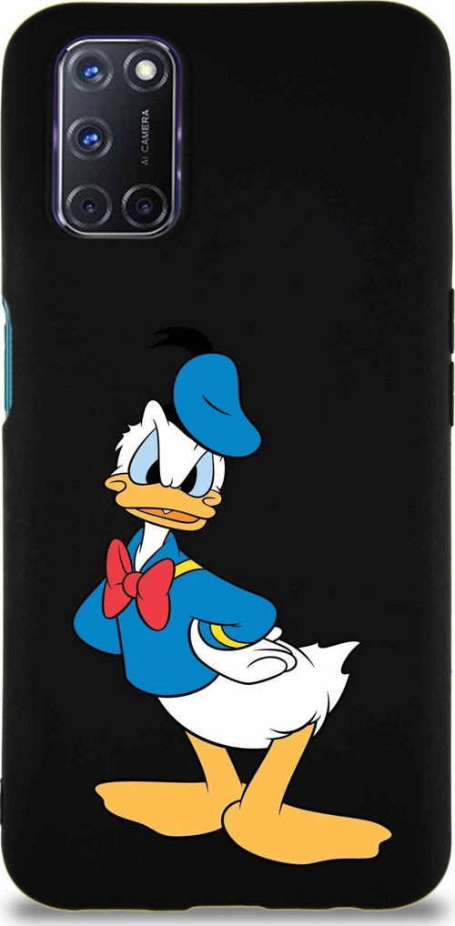 Oppo A92 Soft Premier Kapak Donald Duck-D Tasarımlı Silikon Kılıf - Siyah