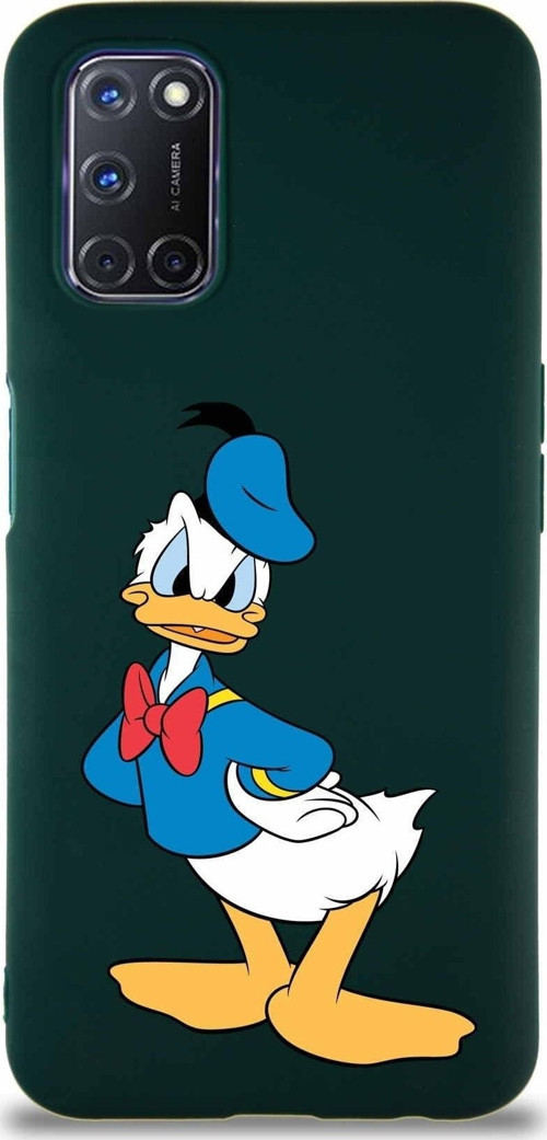 Oppo A92 Soft Premier Kapak Donald Duck-D Tasarımlı Silikon Kılıf - Yeşil