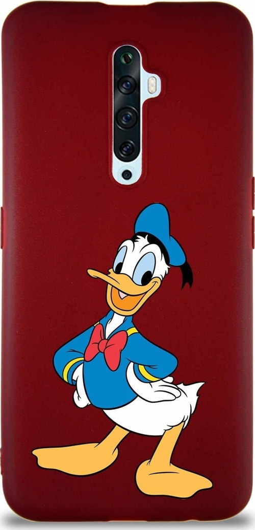 Oppo Reno 2Z Soft Premier Kapak Donald Duck-C Tasarımlı Silikon Kılıf - Mürdüm
