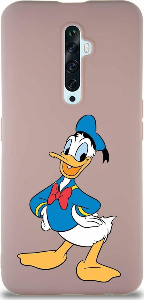 Oppo Reno 2Z Soft Premier Kapak Donald Duck-C Tasarımlı Silikon Kılıf - Pudra