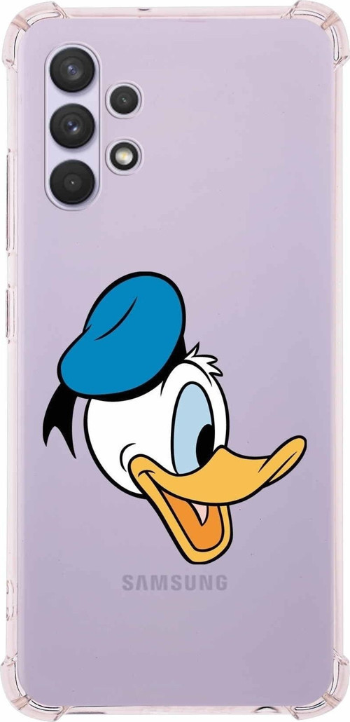 Samsung Galaxy A32 Köşe Korumalı Antişok Kapak Donald Duck Tasarımlı Şeffaf Kılıf