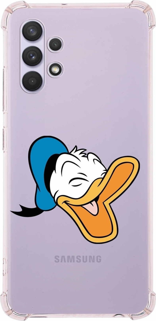 Samsung Galaxy A32 Köşe Korumalı Antişok Kapak Donald Duck Tasarımlı Şeffaf Kılıf